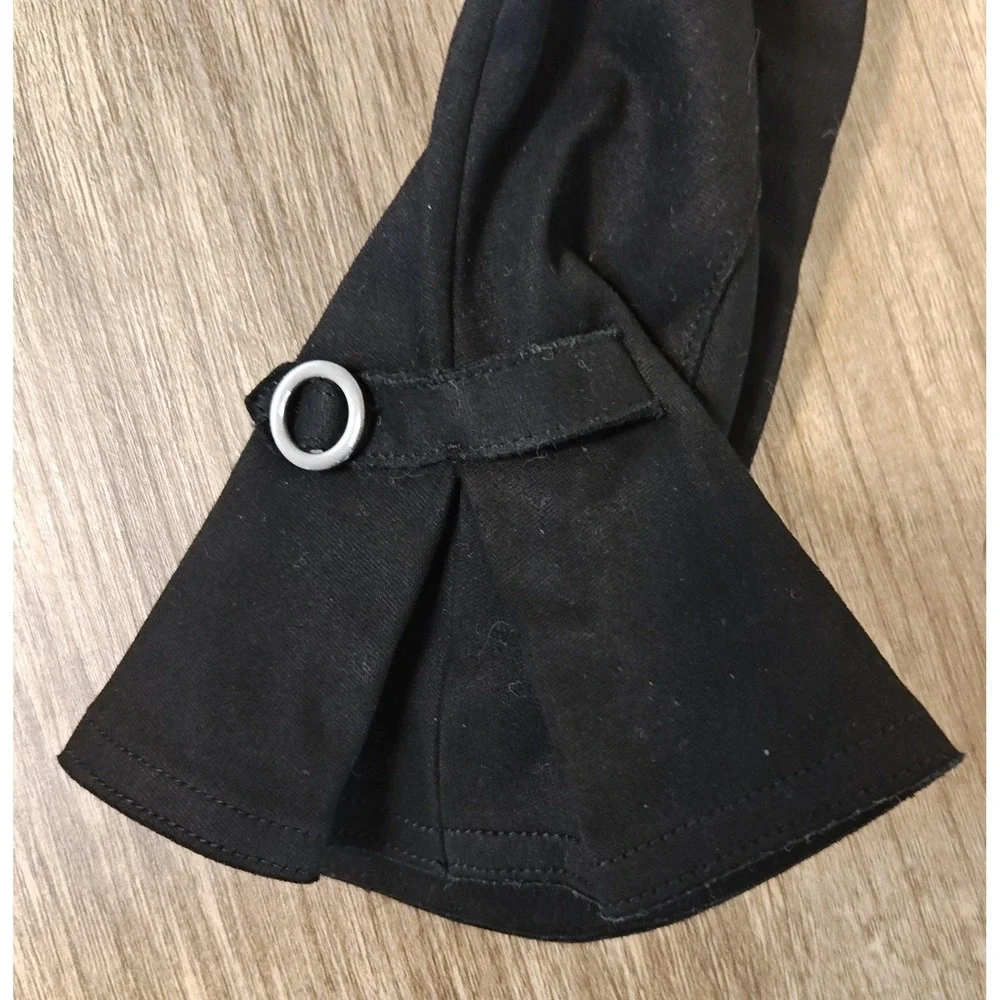 Vintage Hansen Gloves Womens 7 Black Suede Supreme Dress Silver Ring Buckle Adjs